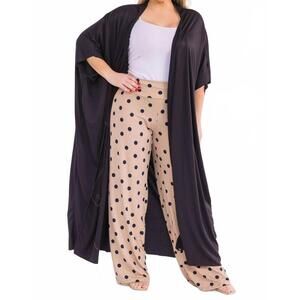 NEW KAREN T DESIGN dotted print pant set in beige